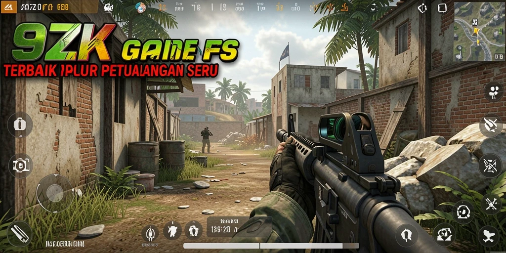 Tangkapan layar dari gameplay intens 9ZK yang menampilkan aksi tembak-menembak.