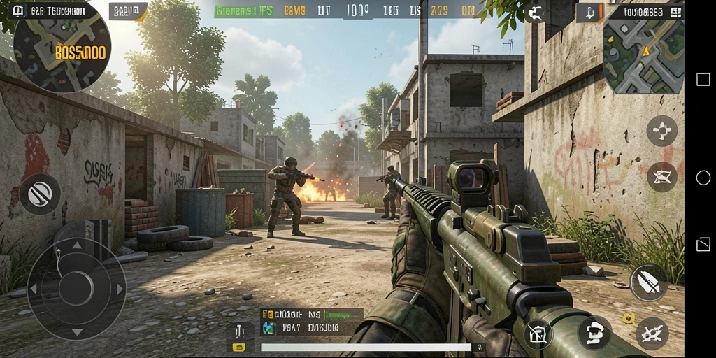 Tampilan gameplay menarik dari BOS5000 dengan aksi tembak-menembak seru.