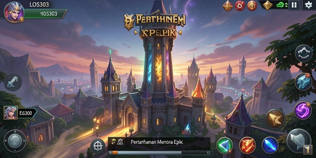 Tampilan seru dalam gameplay LOS303 saat menara beraksi.