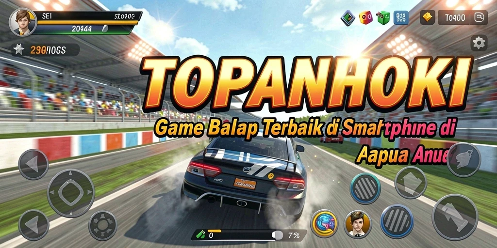 Tampilan gameplay balapan yang seru dan mendebarkan di TOPANHOKI.